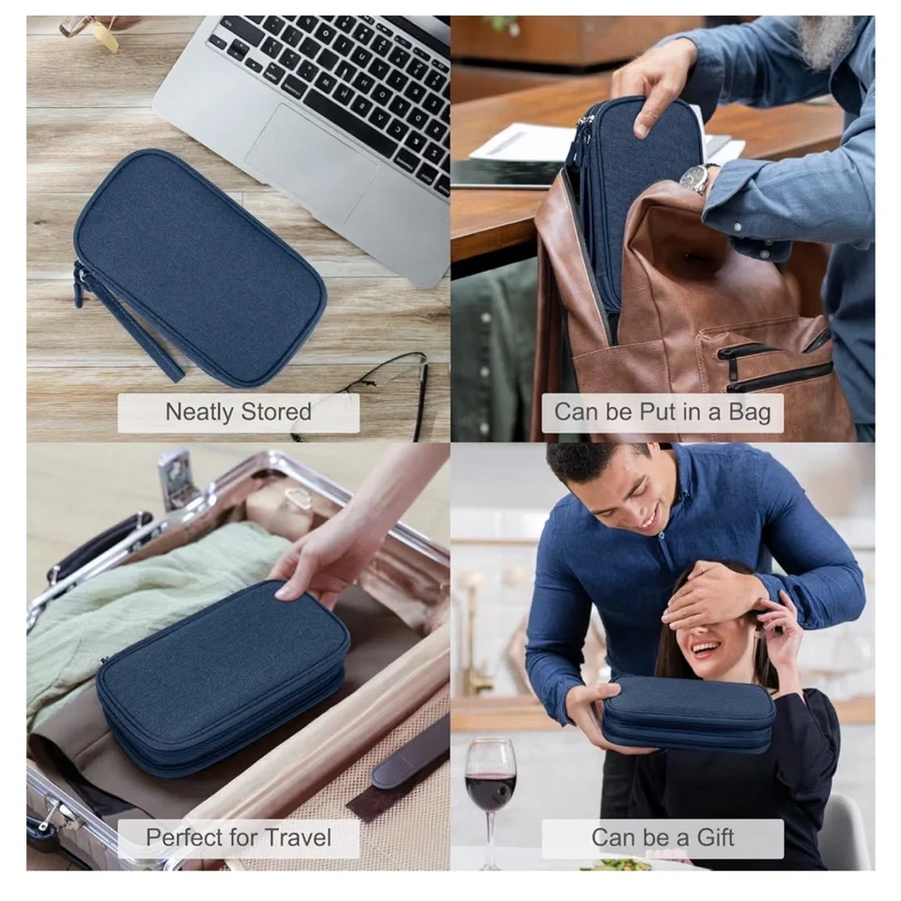 Compact Blue Electronics Travel Organizer